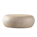Table basse ronde en MgO avec finition imitation pierre pour salons modernes du milieu du siècle