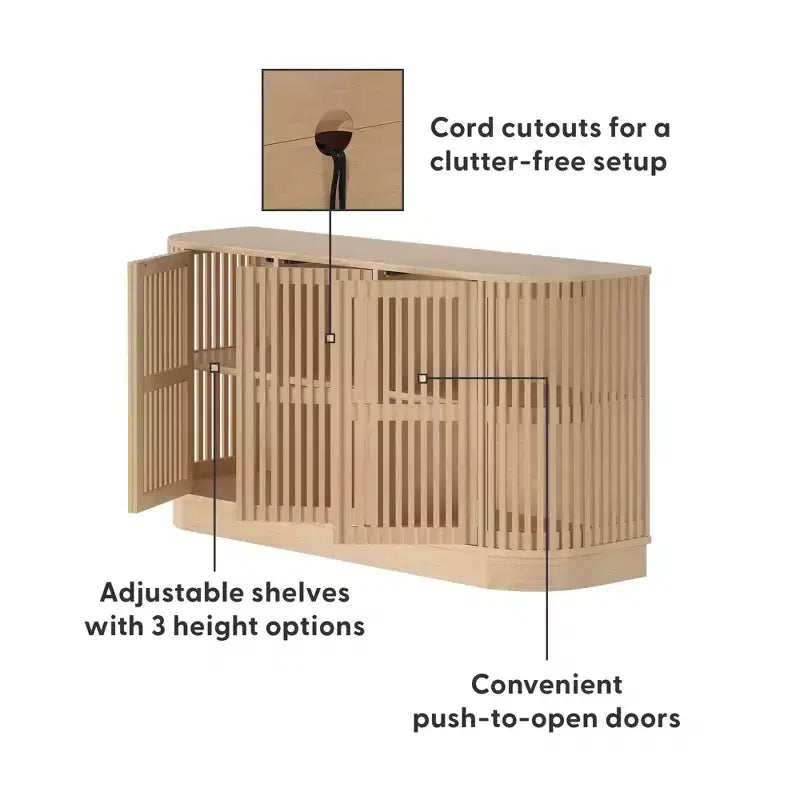 Credenza Plank+Beam Contour in legno massello con 3 ante, mobile TV da 59 pollici per il soggiorno