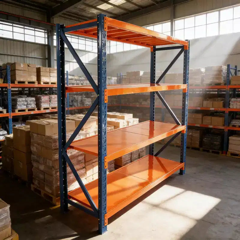 Scaffali resistenti per garage VIYET, scaffalatura metallica regolabile a 4 ripiani con portata di 4400 libbre, blu e arancione, per uso industriale e stoccaggio commerciale, attrezzi e palestra