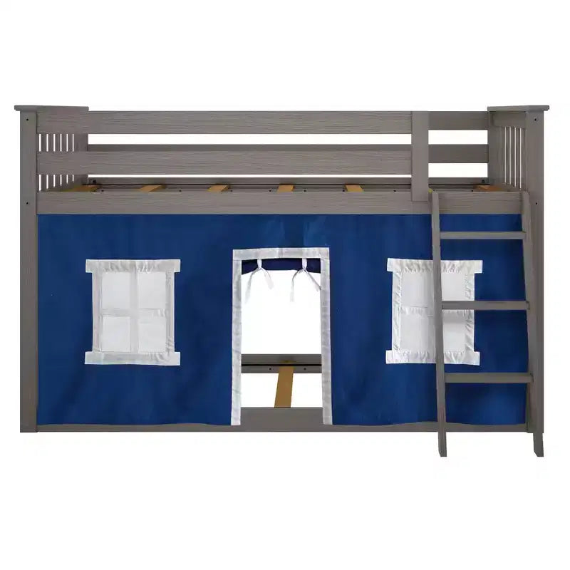 Lit superposé bas Max & Lily, 2 couchages simples, avec rideaux