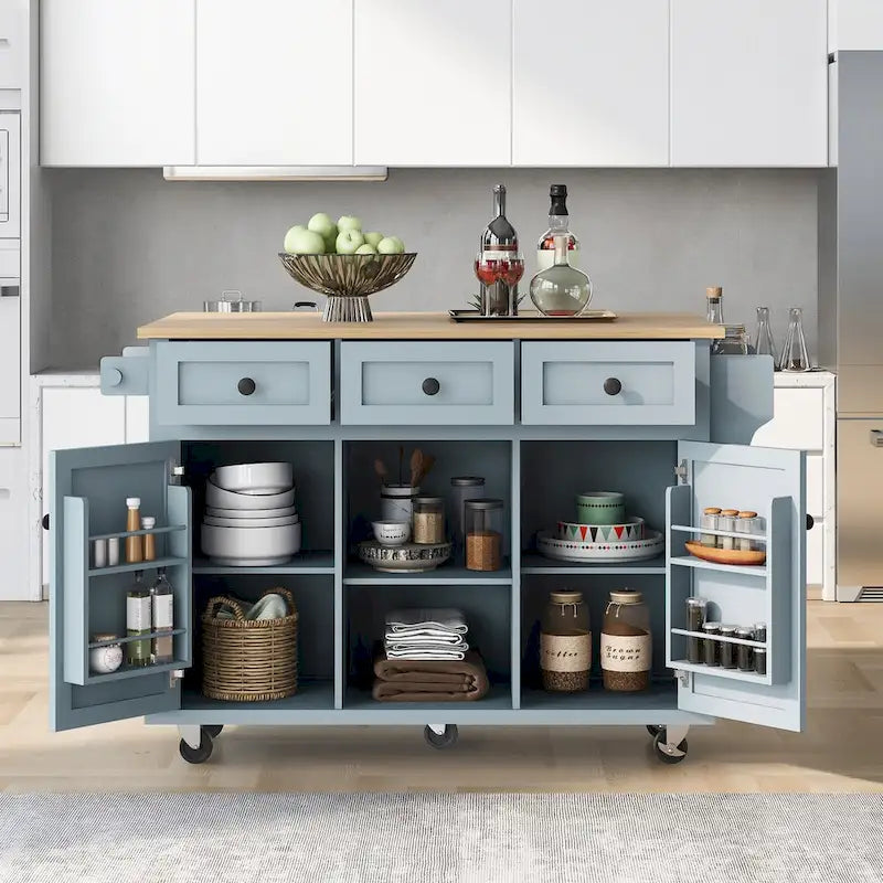 Desserte de cuisine avec plateau rabattable en bois d’hévéa