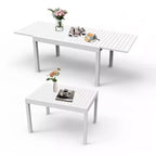 Table à manger Okak en aluminium, extensible, pour patio, salle à manger et cuisine