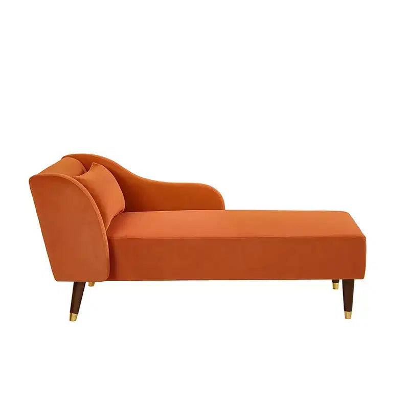 Chaise longue moderna in velluto, con bracciolo imbottito e bracciolo curvo, divano letto per camera da letto, ufficio o soggiorno