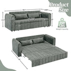 Velvet Upholstered Modern Convertible Sleeper Lounge Sofa Bed with Rolled Arms Decorated with Copper Nails