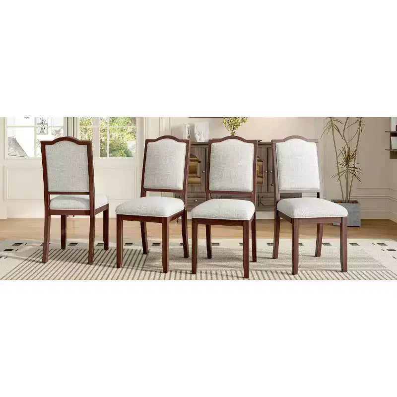 Set di 4 sedie da pranzo in stile rustico con schienali alti e seduta imbottita