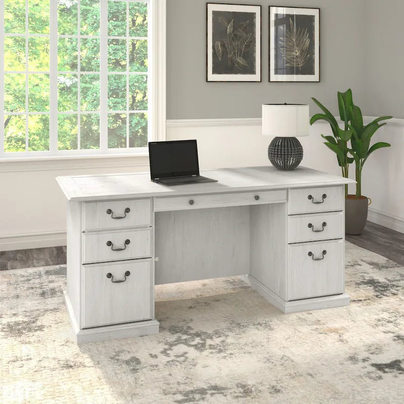 Scrivania direzionale Bush Furniture Saratoga con cassetti e vano portaoggetti