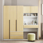 Armoire 3-en-1 avec coiffeuse, ensemble bureau, armoire de chambre avec 2 tiroirs, 3 portes et espace de rangement