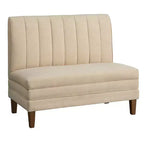 Set da pranzo Lifestorey Kerrington da 4 pezzi con banquette con schienale trapuntato, noce/crema: tessuto effetto lino, tavolo con base a piedistallo