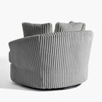 2er-Set übergroße 43 W Plüsch-Cordsessel mit Drehfunktion und Kissen