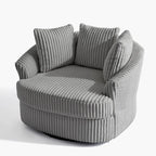 2er-Set übergroße 43 W Plüsch-Cordsessel mit Drehfunktion und Kissen