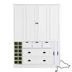 Armoire garde-manger indépendante Whisen de 71 po de hauteur, grand meuble de rangement pour salle à manger avec 4 portes pliantes, étagères et porte-bouteilles