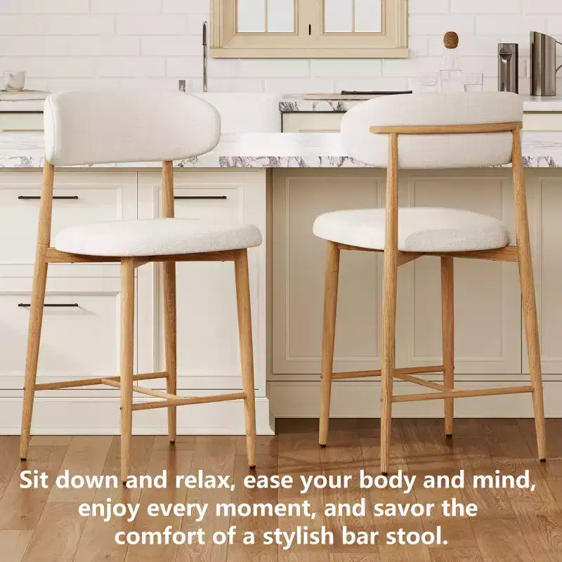 Tabouret de bar à hauteur de comptoir avec assise rembourrée et pieds en métal, chaise moderne de 26,3 pouces pour îlot de cuisine