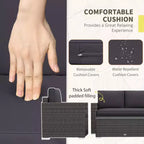 Set da giardino in rattan da 4 pezzi, set da patio in vimini con divanetto, sedie e tavolino da caffè con piano in vetro