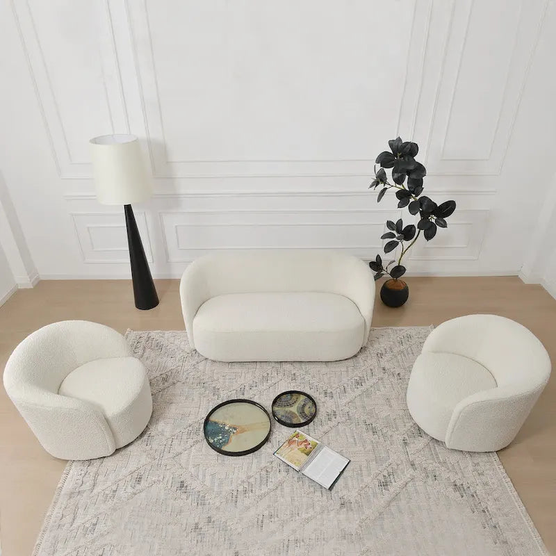 Fauteuil d’appoint pivotant KINWELL en forme de tonneau, rembourré, largeur 34 (lot de 2)