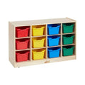 Mobiletto mobile con vassoi e 15 contenitori frontali a vaschetta, 3x4, arredo per bambini