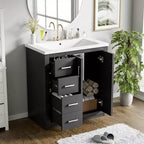 Meuble-lavabo de salle de bains simple de 30 pouces avec meuble et 3 tiroirs ??Noir / Bleu / Vert / Indigo / Blanc