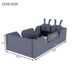 Letto a piattaforma singolo Whisen, struttura imbottita per letto a terra per bambini con cuscino a forma di coniglio e sponde laterali rimovibili