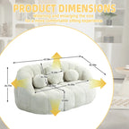 Fauteuil lounge blanc de 63,78 po, revêtu de chenille avec mousse haute densité