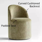 Ensemble de table à manger moderne pour 6 personnes, table ronde à piètement central, fauteuils tonneau pivotants à roulettes, chenille texturée - Panipeachy