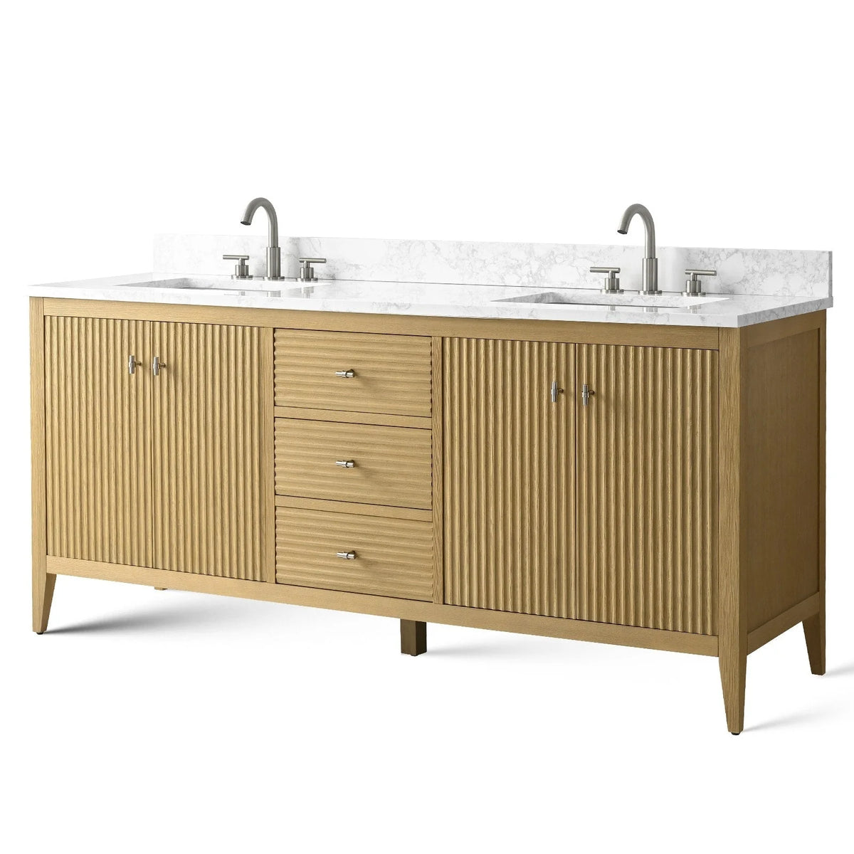Meuble-lavabo Vanity Art 72 à double vasque avec plateau en marbre reconstitué