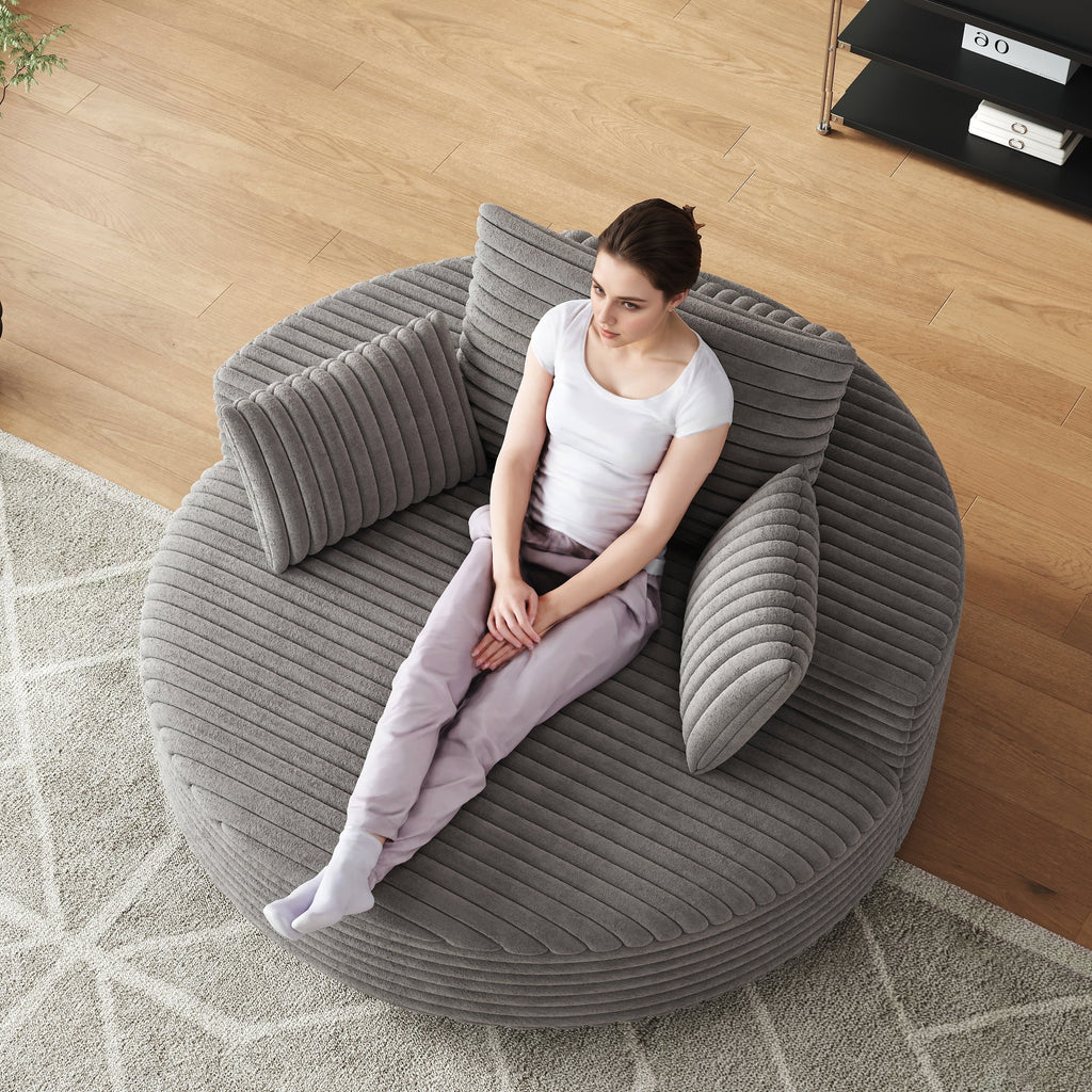 Fauteuil pivotant individuel en mousse et chenille côtelée