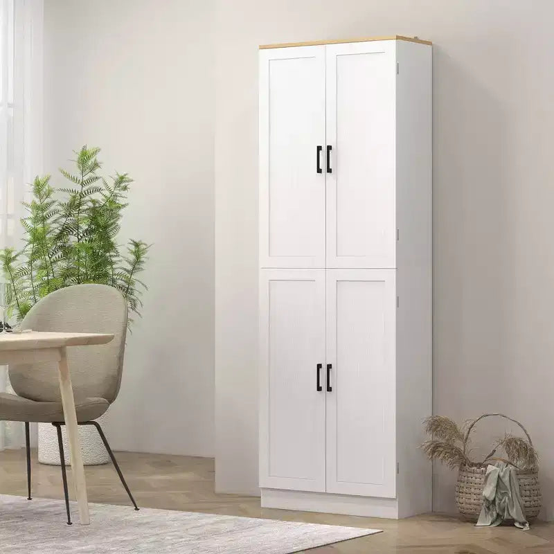 Dispensa da cucina indipendente HOMCOM 67, mobile contenitore a 4 ante con ripiani e ante regolabili