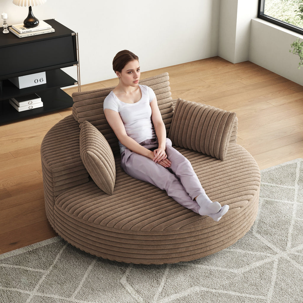 Fauteuil pivotant individuel en mousse et chenille côtelée
