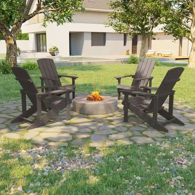 Ensemble de 4 fauteuils Adirondack d’extérieur Bonosuki en bois résistant aux intempéries