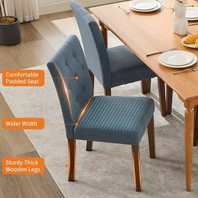 Set di 6/4 sedie da pranzo Parsons con bottoni capitonné, sedie da cucina in tessuto imbottito con gambe in legno e sedute imbottite, stile moderno