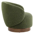 Fauteuil tonneau pivotant rembourré d’appoint Spruce&Spring avec base en bois