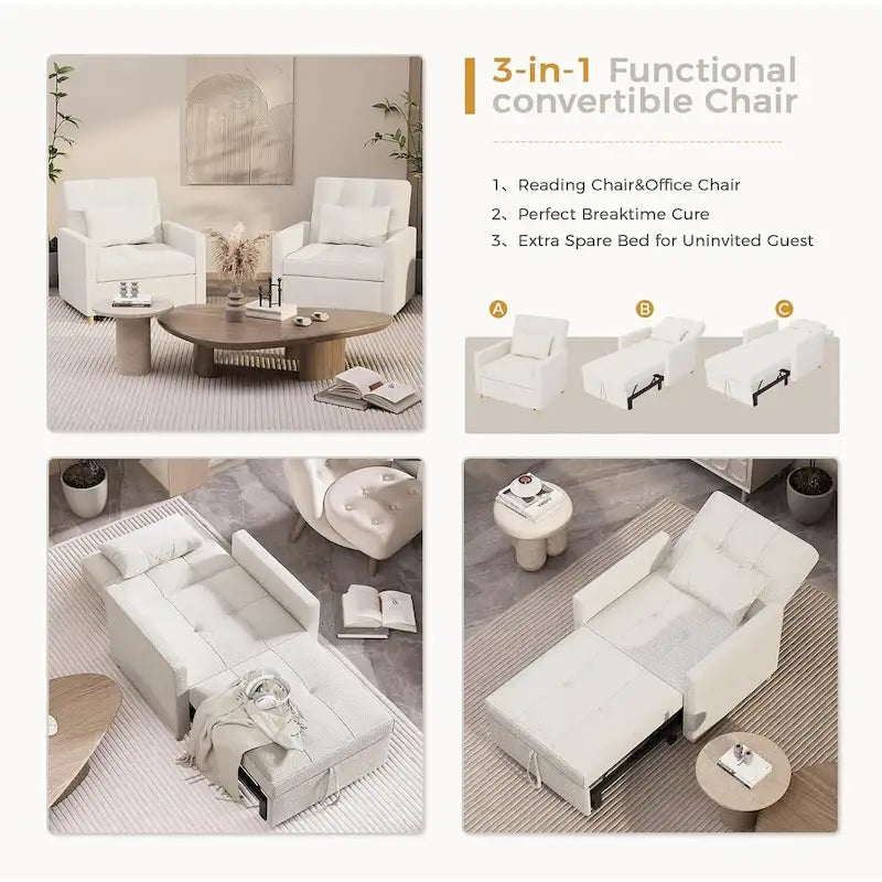 Poltrona divano letto 3 in 1 AECOJOY con cuscino e schienale convertibile