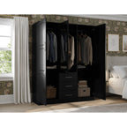 Armadio guardaroba a 3 ante Cosmo Palace Imports in legno massello al 100%, con ante in legno massello o a specchio