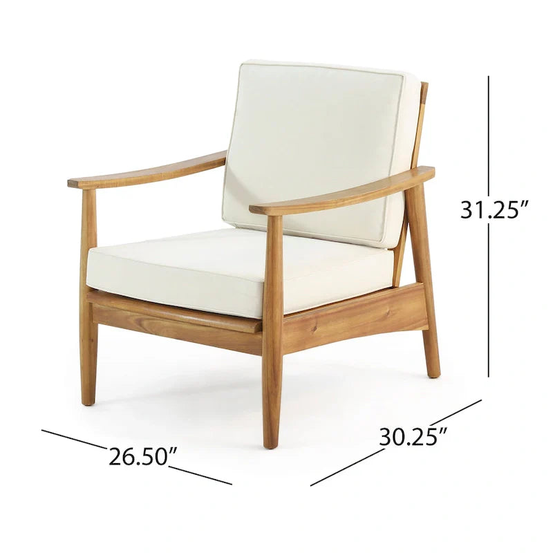 Ensemble de salon extérieur Willowbrook en bois d’acacia pour 4 personnes, par Christopher Knight Home