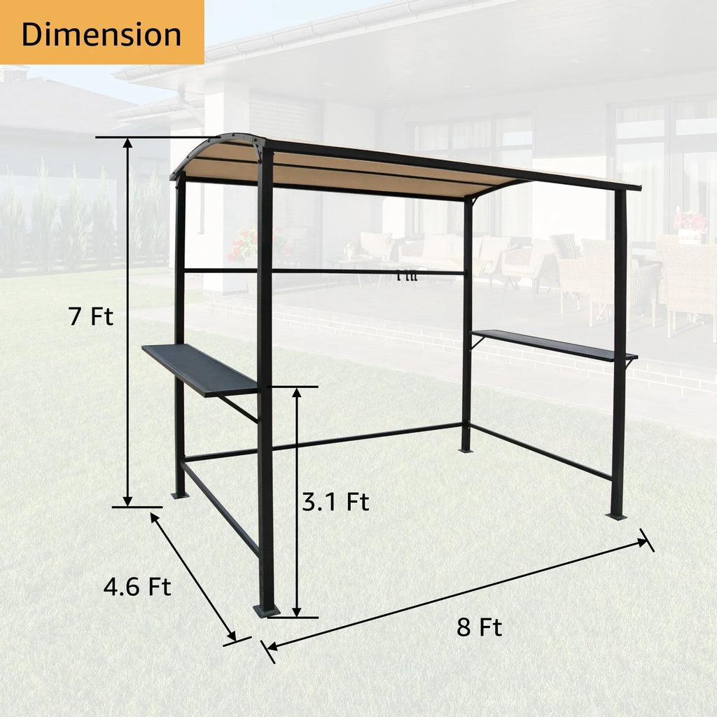 Outdoor 5 ft. x 8 ft. Steel Frame Grill Gazebo Canopy Barbecue Shelter