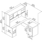 Bureau d’angle Echo en L avec surmeuble et tiroirs