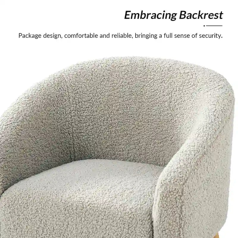 Fauteuil bouclé moderne Sheila de 30 W avec pieds en bois massif, lot de 2, par HULALA HOME