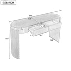 Consolle moderna Merax con piano ovale, gambe curve scanalate e due cassetti nascosti