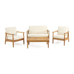 Ensemble de salon extérieur Willowbrook en bois d’acacia pour 4 personnes, par Christopher Knight Home