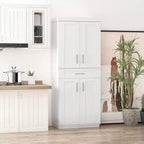 Modern Kitchen Pantry Freestanding Cabinet Cupboard with Doors and Drawer, Adjustable Shelving