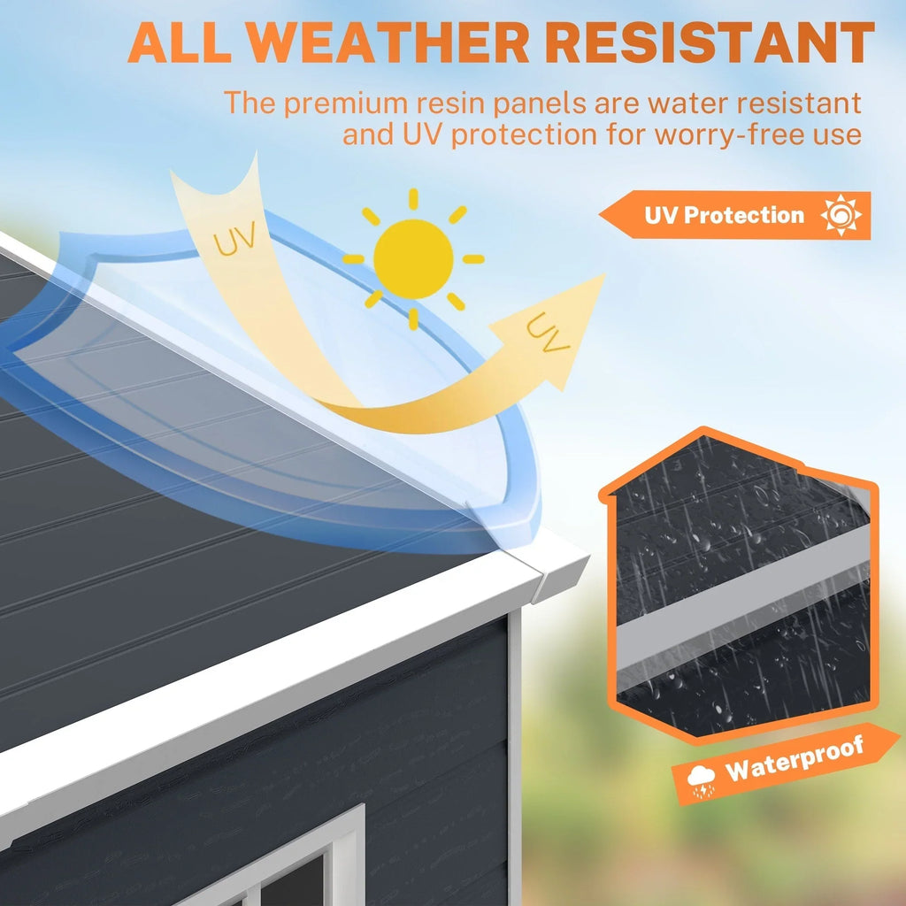 Abri de rangement extérieur en plastique et résine tout temps avec plancher, remise à outils Spire, 6 pi x 4 pi/6 pi x 8 pi/8 pi x 6 pi/8 pi x 10 pi