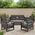 Giovanna Outdoor-Aluminium-Sitzgruppe für 7 Personen mit Feuerstelle von Christopher Knight Home