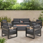 Giovanna Outdoor-Aluminium-Sitzgruppe für 7 Personen mit Feuerstelle von Christopher Knight Home