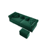 Canapé-lit escamotable et convertible Whisen en velours, format très grand lit, 3-en-1, avec ottoman amovible et design capitonné