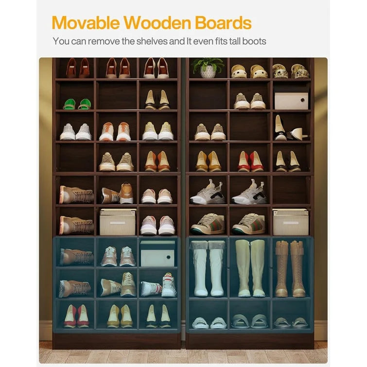 Meuble à chaussures haut pour 30 paires, étagère de rangement blanche en bois à 10 niveaux pour placard et entrée – 10 niveaux
