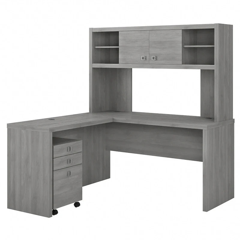 Bureau d’angle Echo en L avec surmeuble et tiroirs