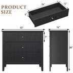 Heynemo 3 Drawer Dresser, Painted 30 Inch Tall Wood Nightstand with Storage, Wide Modern Chest of Drawers with Ball Bearing Slide