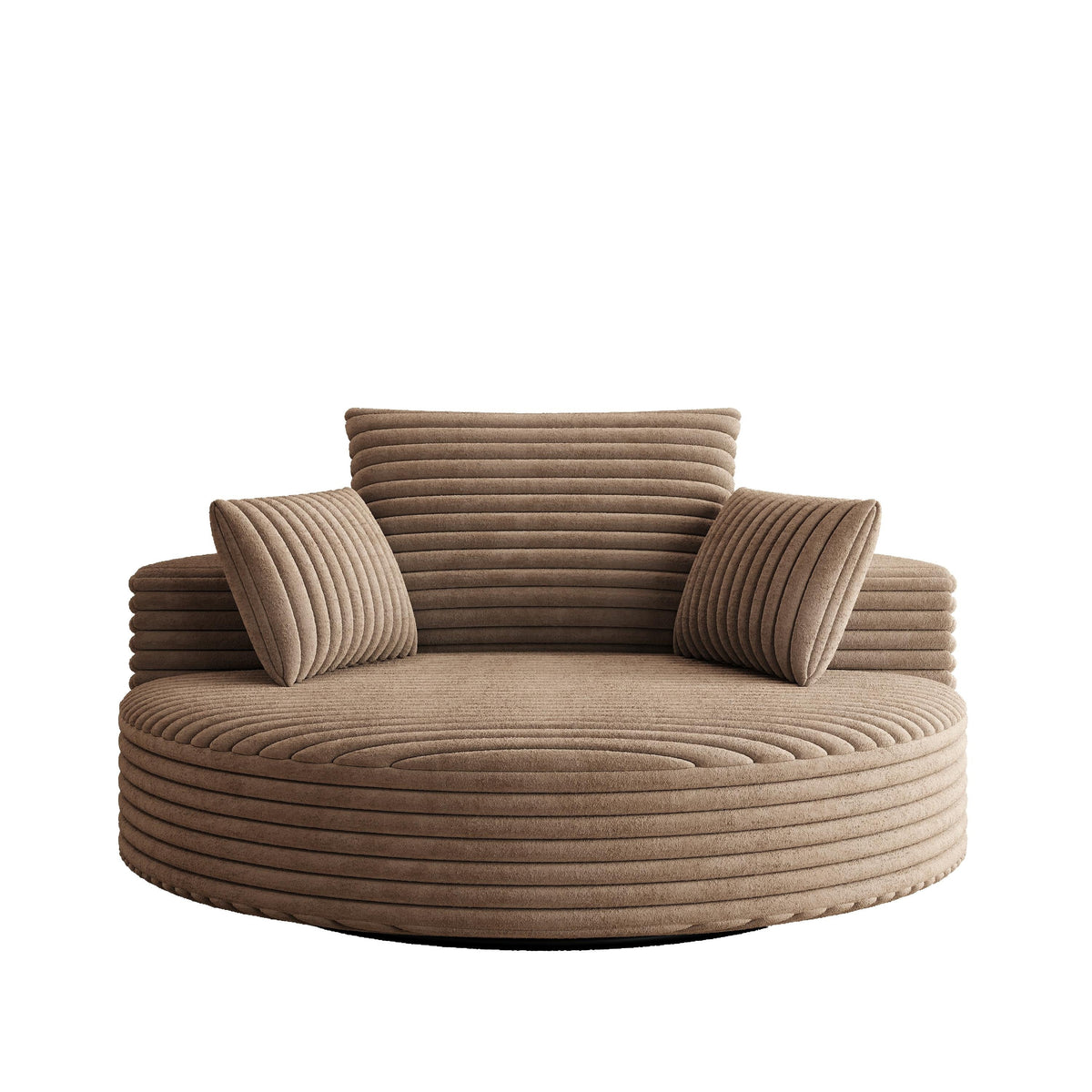 Fauteuil pivotant individuel en mousse et chenille côtelée
