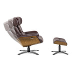 Fauteuil inclinable Jovan 31,5 en cuir véritable avec pouf