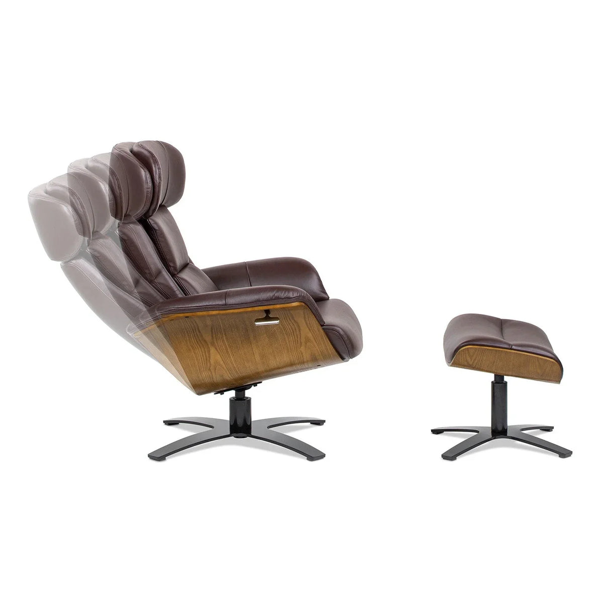 Fauteuil inclinable Jovan 31,5 en cuir véritable avec pouf