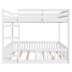 Letto a castello in legno matrimoniale sopra matrimoniale con scala e sponde di sicurezza, letto a castello matrimoniale basso con rete a doghe